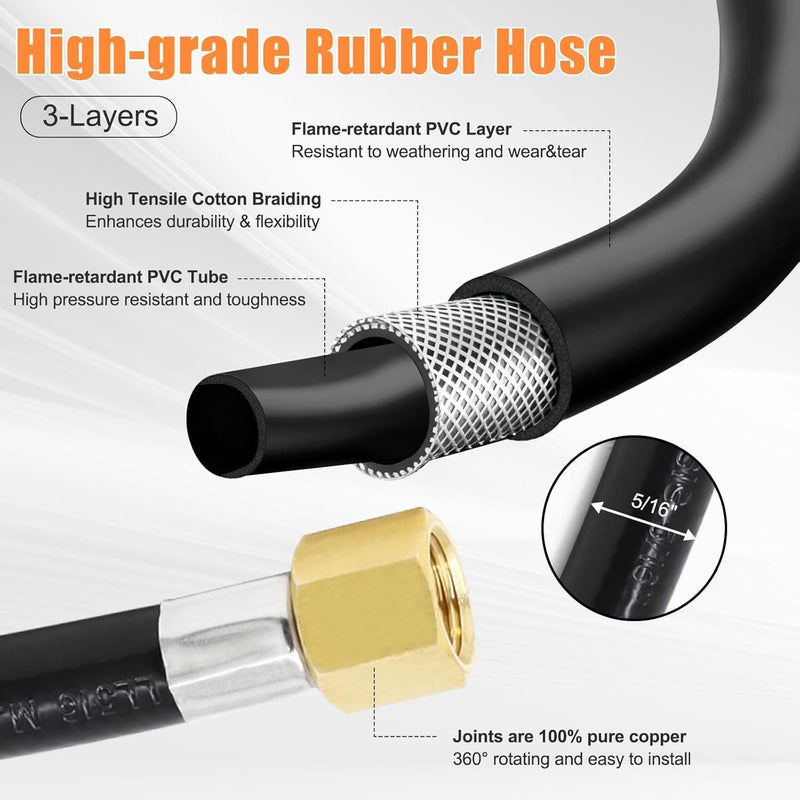 Criditpid F273684 12FT Propane Hose with Regulator for Mr Heater Buddy Heaters, Propane Tank Hose Adapter 20lb to 100lb for Mr. Heater, RV, Gill, Gas Stove, Gas Generator, POL Fitting & 3/8" Propane Adapter - Image 3